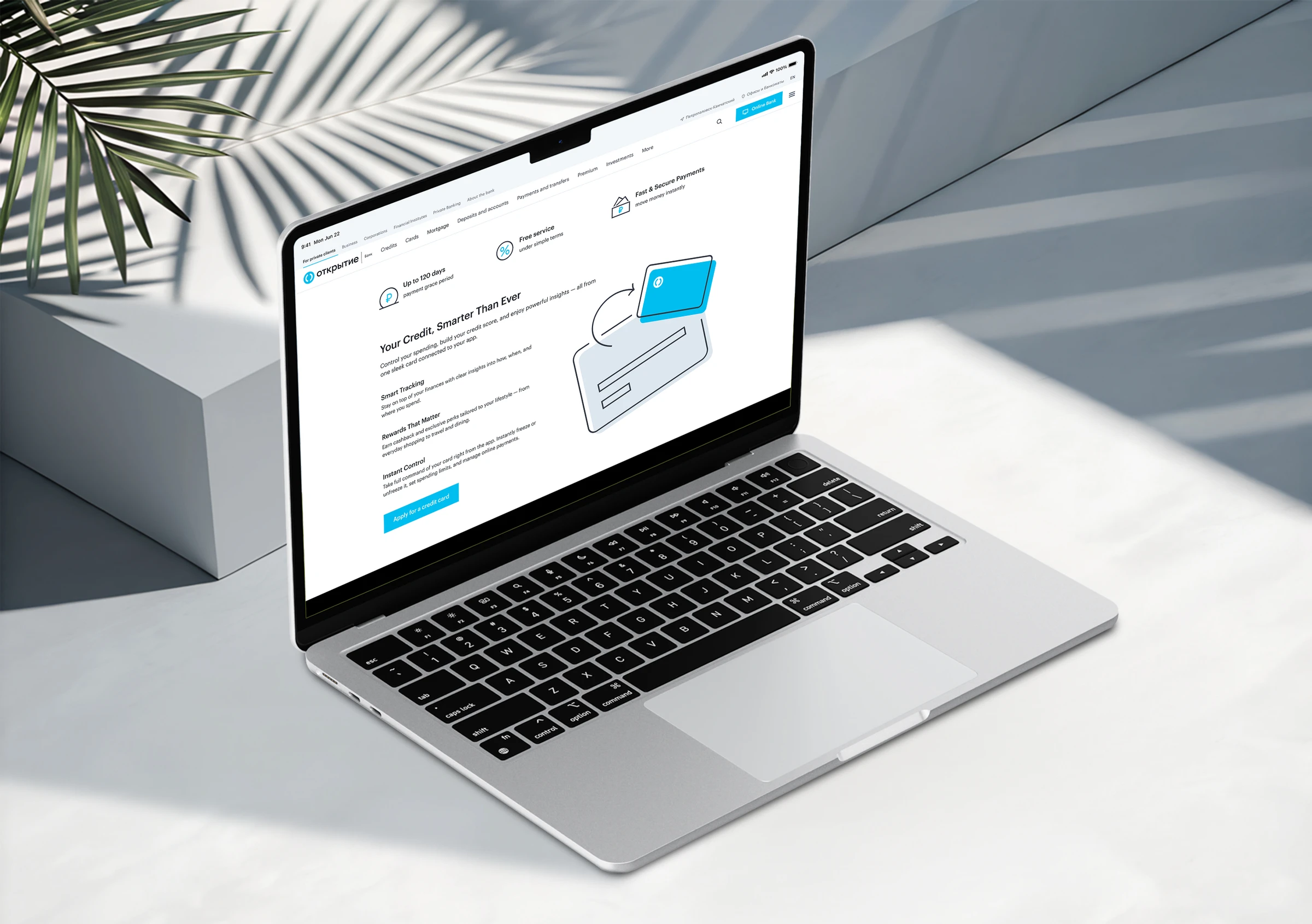Bank website application interface