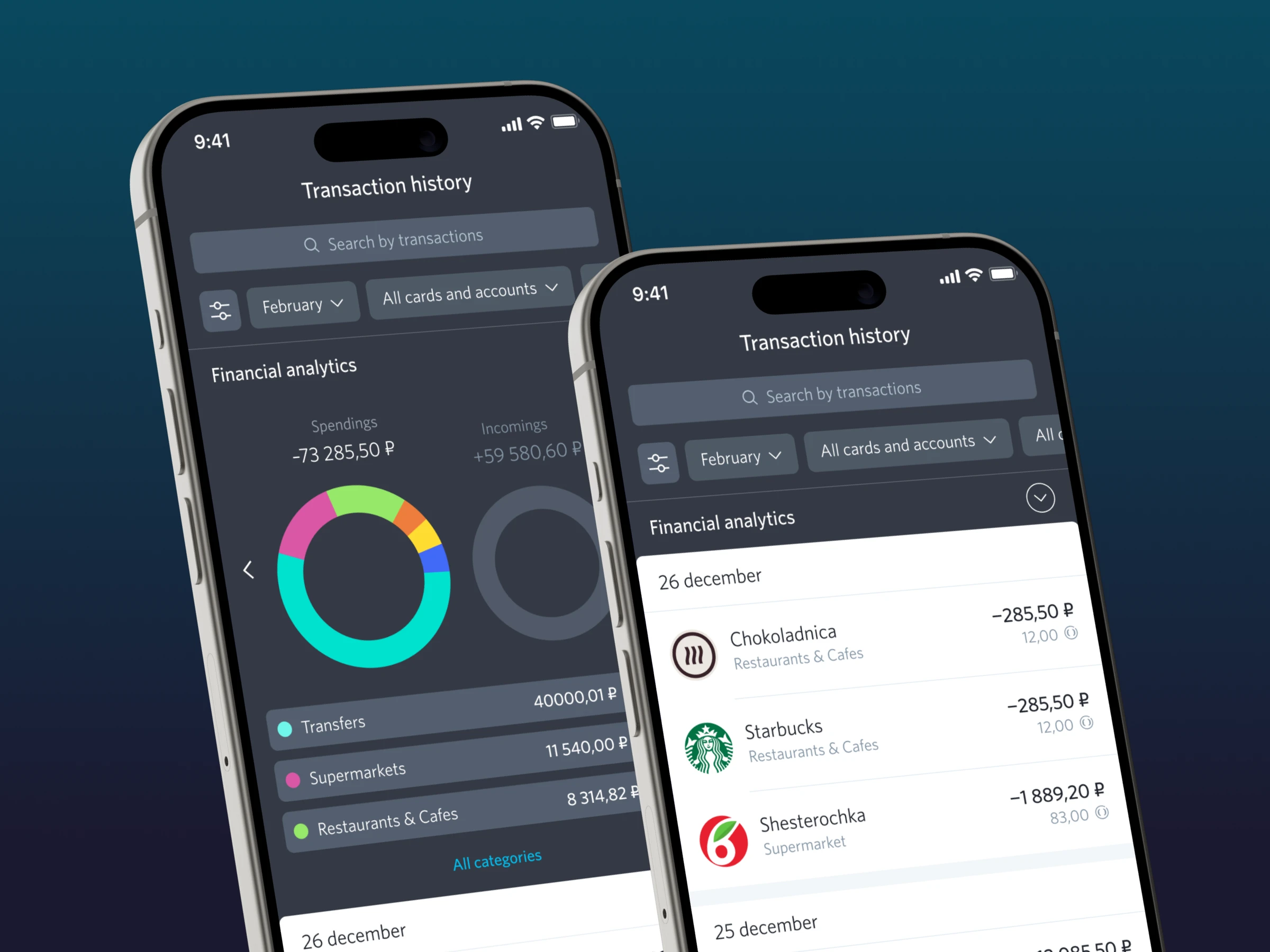 Business banking app on smartphone screens