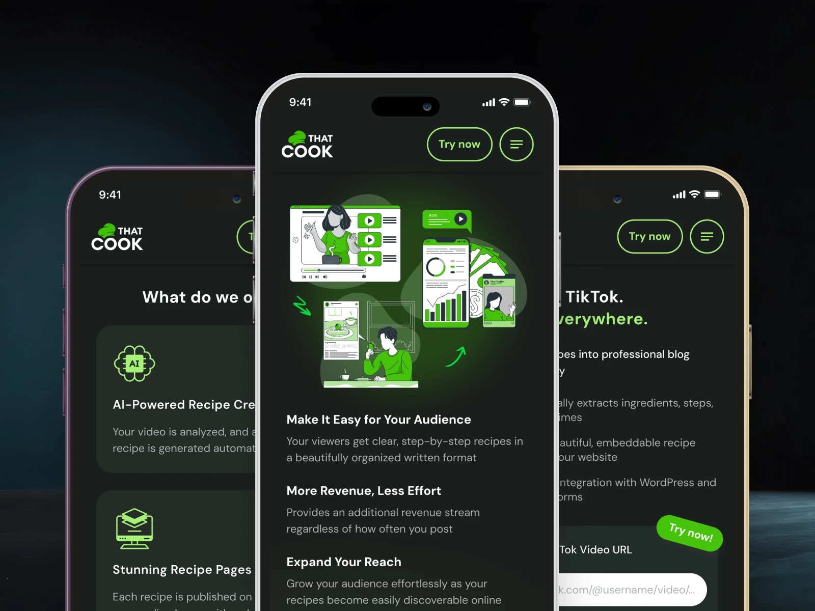 That Cook recipe creator workflow promotional screen