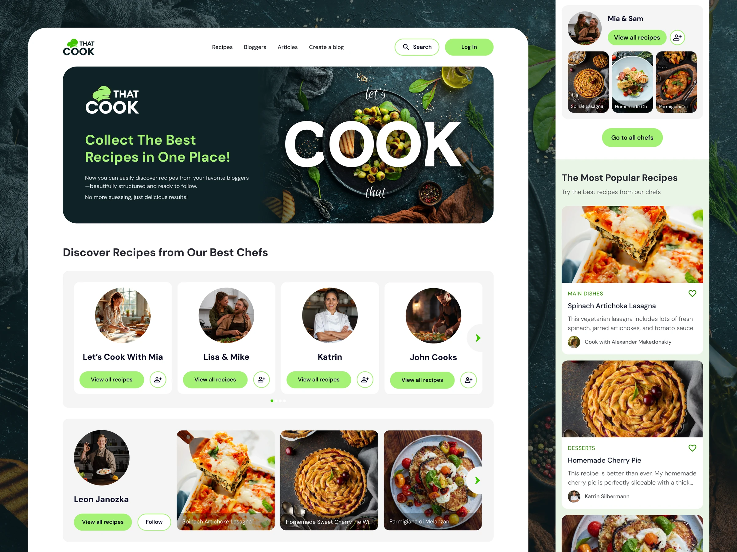 That Cook recipe discovery platform and food recipe cards