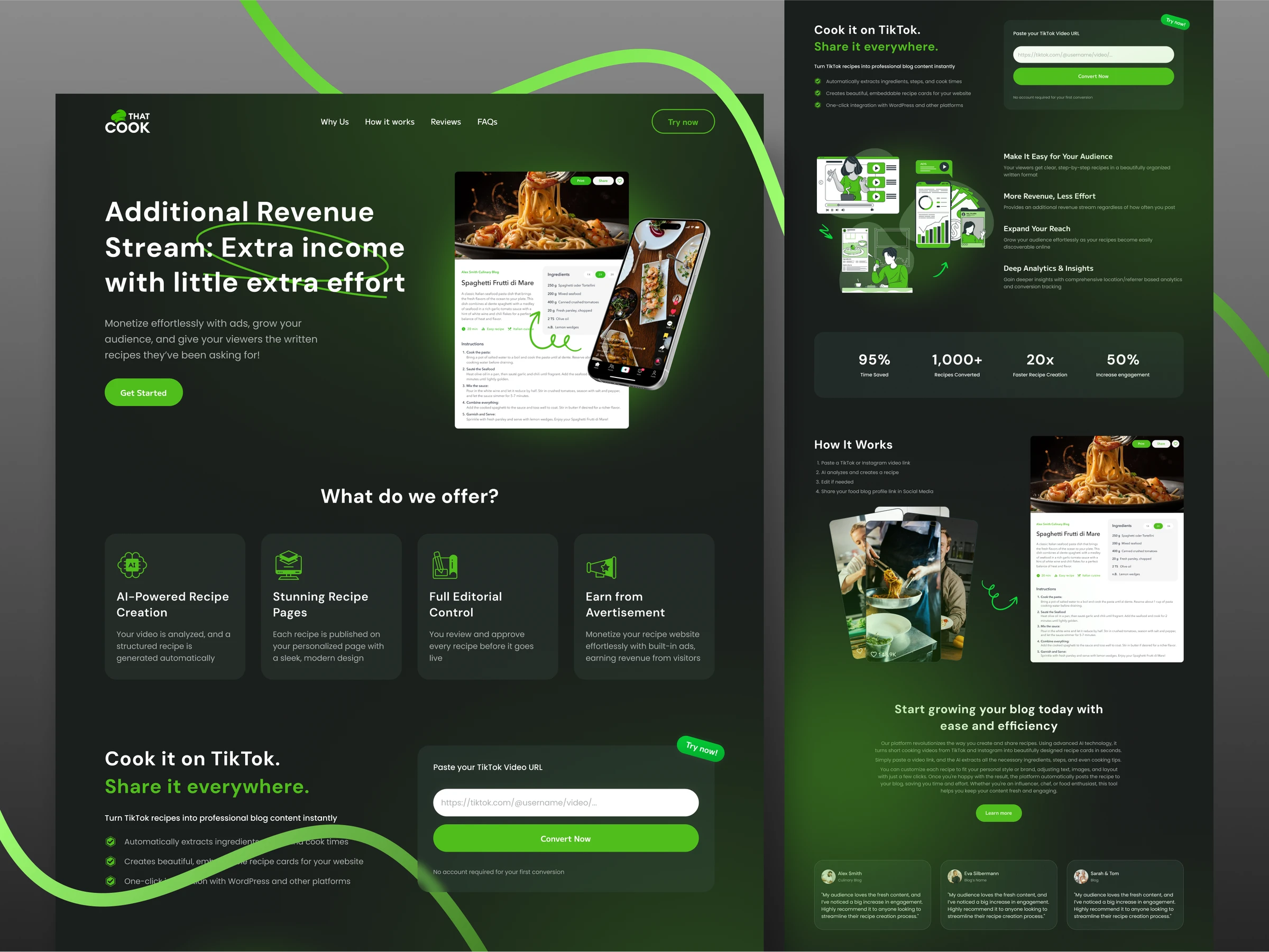 That Cook recipe creation and food platform shown on desktop and mobile devices