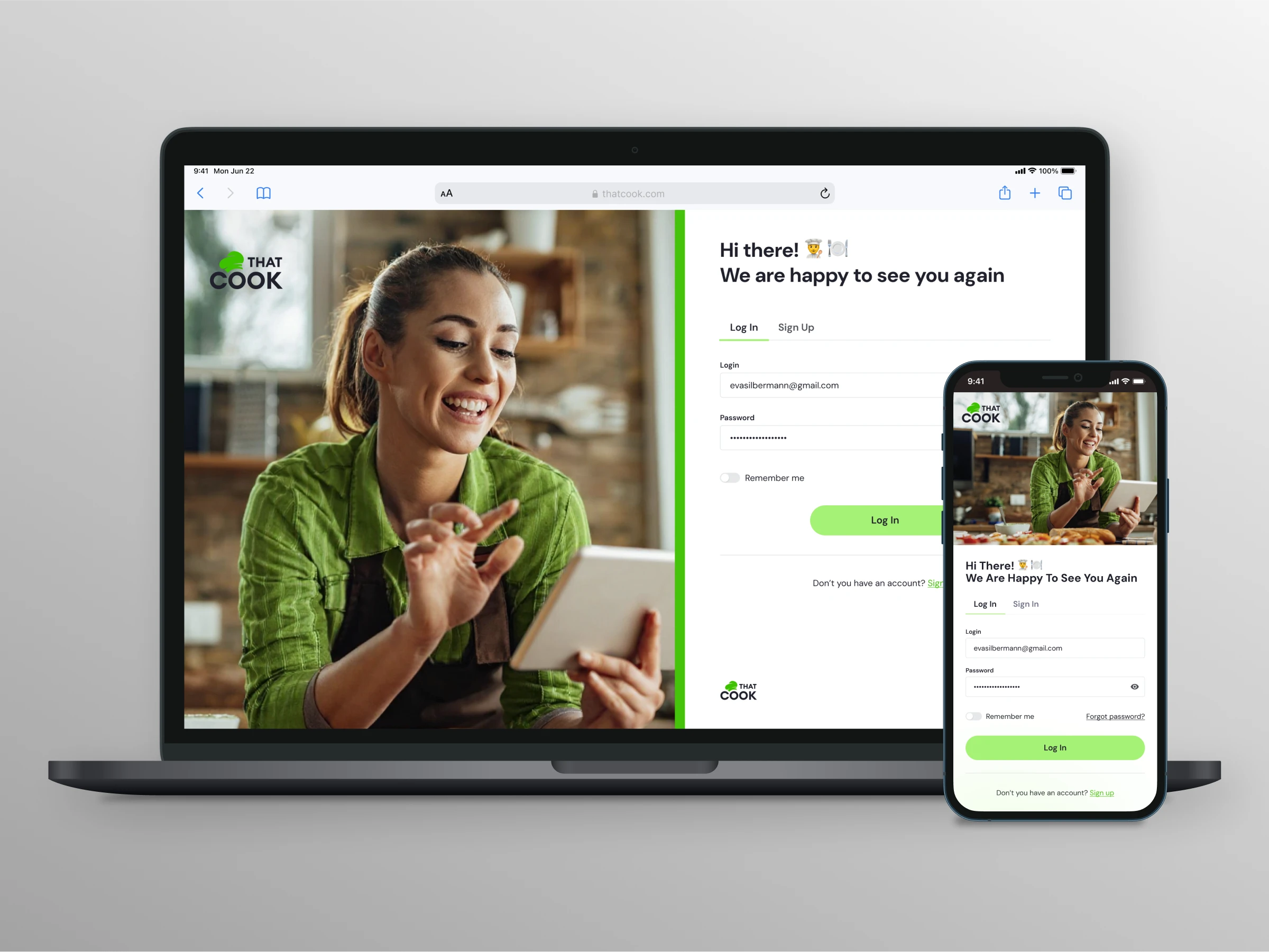 That Cook cooking and recipe experience on mobile devices